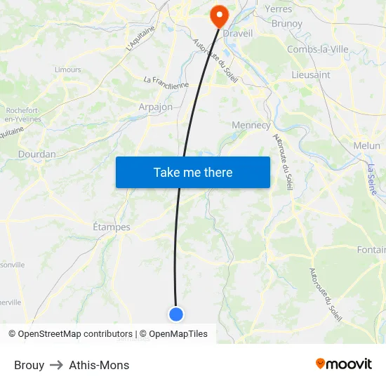 Brouy to Athis-Mons map