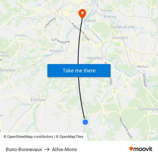 Buno-Bonnevaux to Athis-Mons map