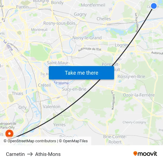 Carnetin to Athis-Mons map