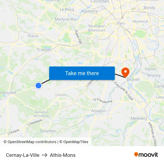 Cernay-La-Ville to Athis-Mons map