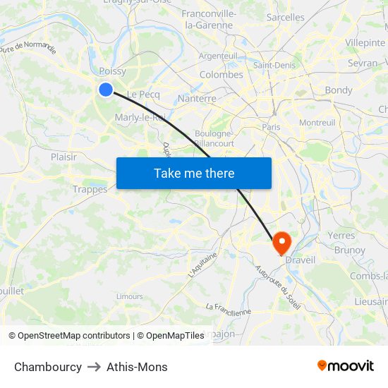 Chambourcy to Athis-Mons map