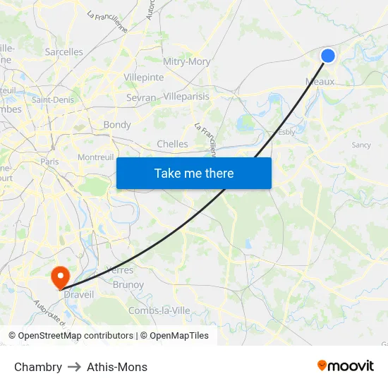Chambry to Athis-Mons map