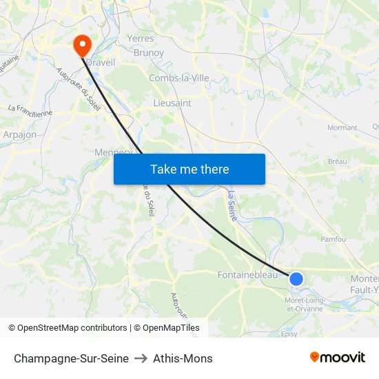 Champagne-Sur-Seine to Athis-Mons map