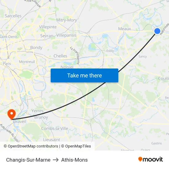 Changis-Sur-Marne to Athis-Mons map