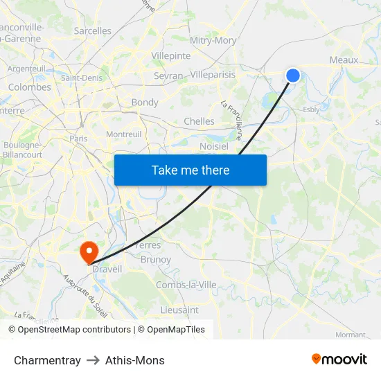 Charmentray to Athis-Mons map