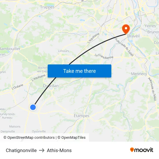 Chatignonville to Athis-Mons map