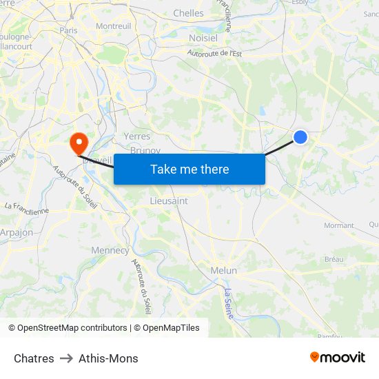 Chatres to Athis-Mons map