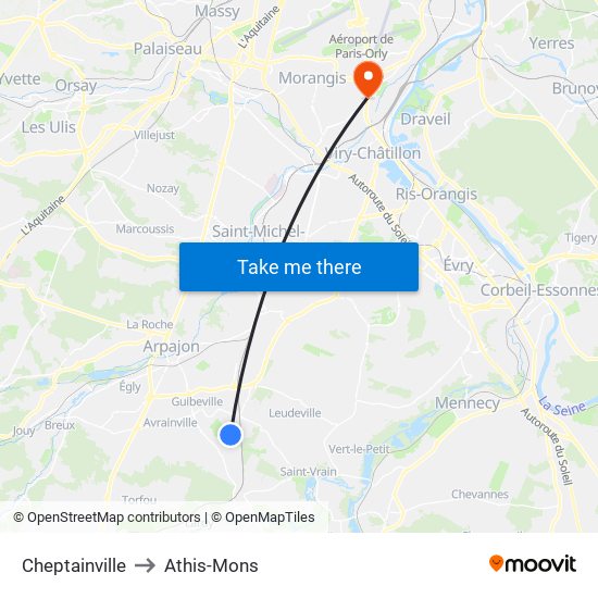 Cheptainville to Athis-Mons map