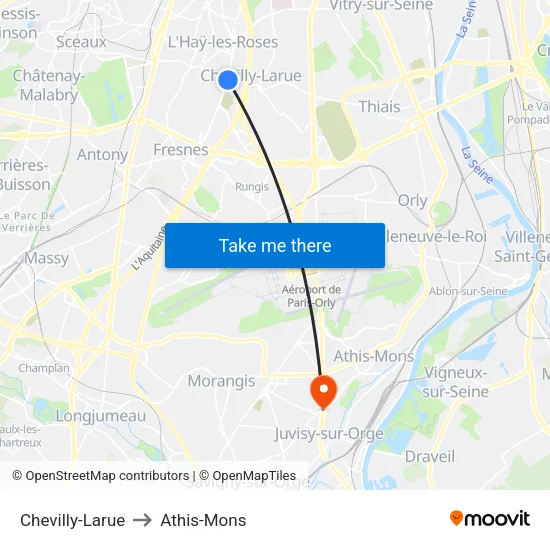 Chevilly-Larue to Athis-Mons map