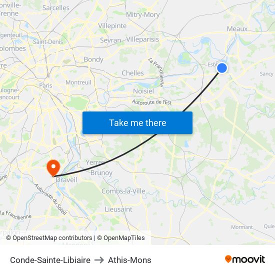 Conde-Sainte-Libiaire to Athis-Mons map