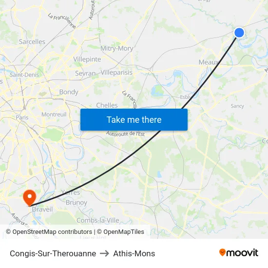 Congis-Sur-Therouanne to Athis-Mons map