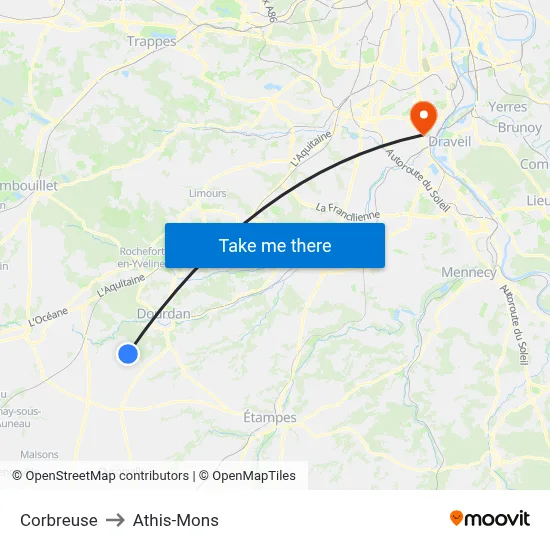 Corbreuse to Athis-Mons map