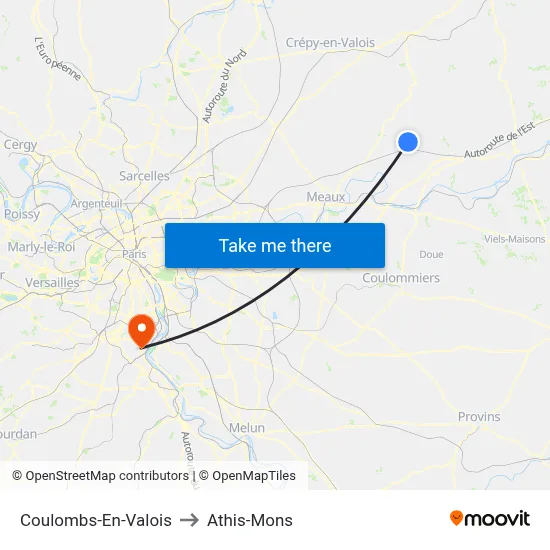 Coulombs-En-Valois to Athis-Mons map