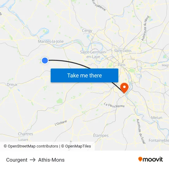 Courgent to Athis-Mons map