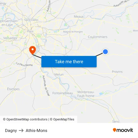 Dagny to Athis-Mons map