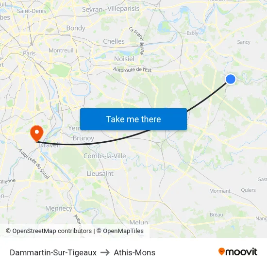 Dammartin-Sur-Tigeaux to Athis-Mons map
