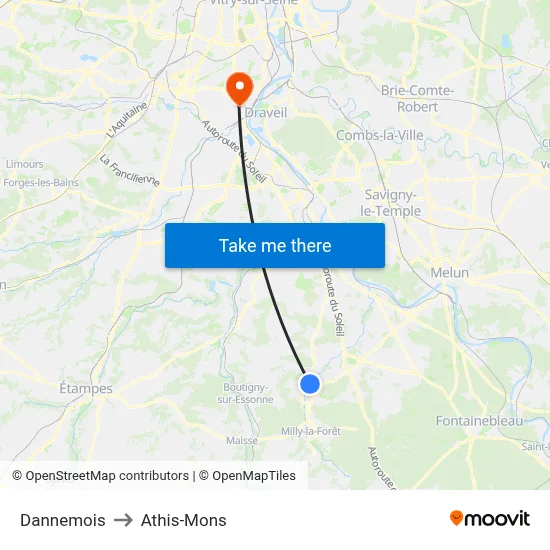 Dannemois to Athis-Mons map