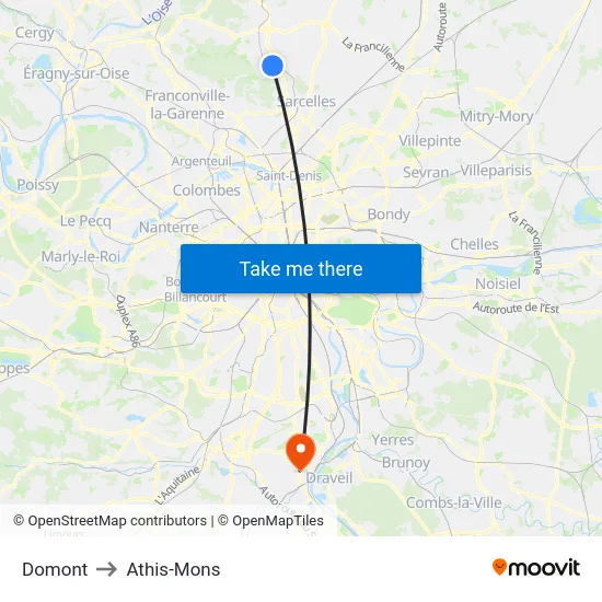 Domont to Athis-Mons map