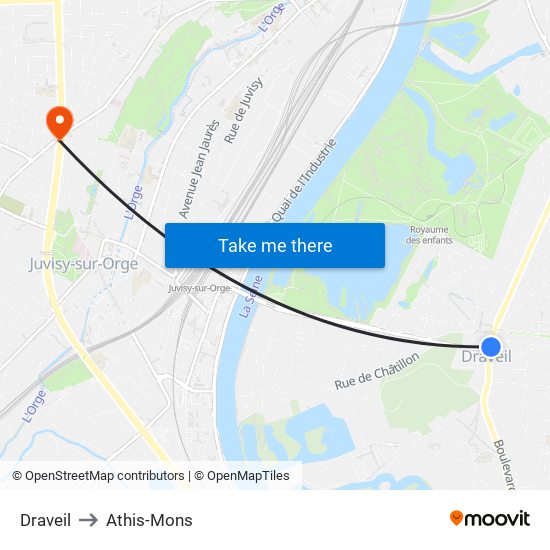 Draveil to Athis-Mons map