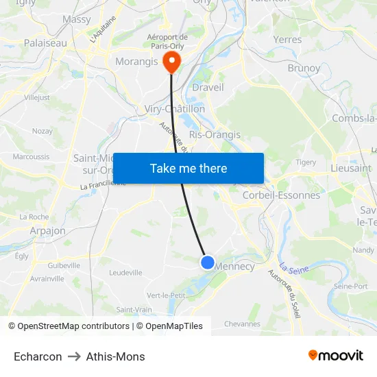 Echarcon to Athis-Mons map