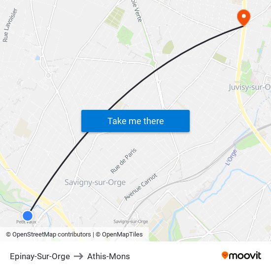 Epinay-Sur-Orge to Athis-Mons map