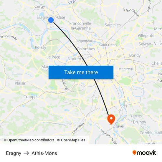 Eragny to Athis-Mons map