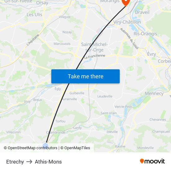 Etrechy to Athis-Mons map