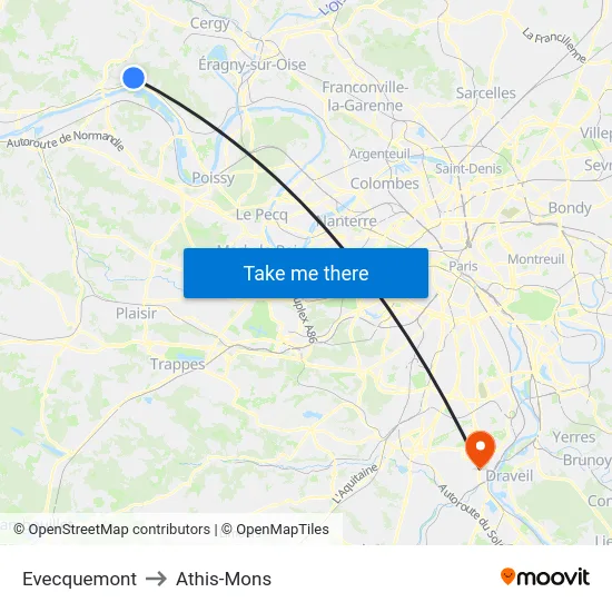 Evecquemont to Athis-Mons map