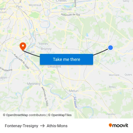 Fontenay-Tresigny to Athis-Mons map