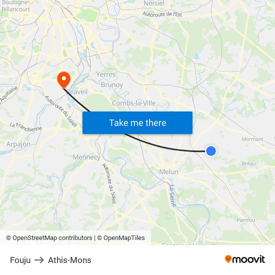 Fouju to Athis-Mons map