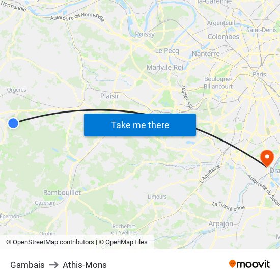 Gambais to Athis-Mons map