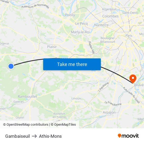 Gambaiseuil to Athis-Mons map