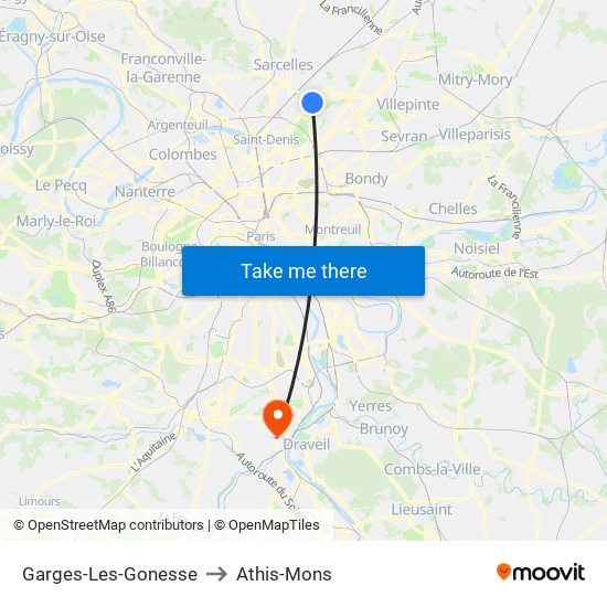 Garges-Les-Gonesse to Athis-Mons map