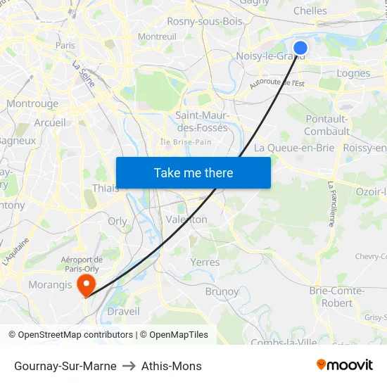 Gournay-Sur-Marne to Athis-Mons map