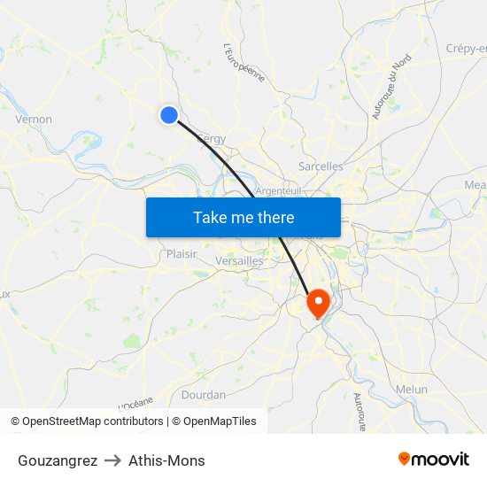 Gouzangrez to Athis-Mons map