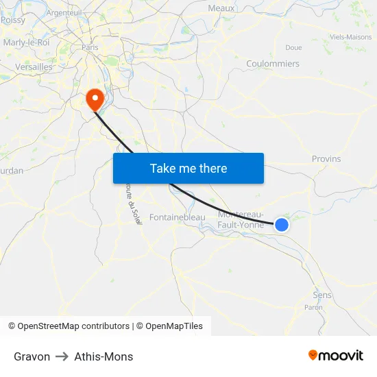 Gravon to Athis-Mons map