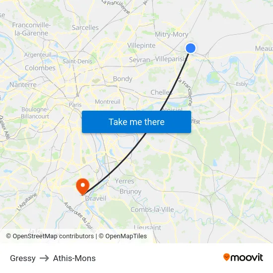 Gressy to Athis-Mons map