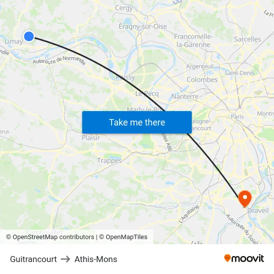 Guitrancourt to Athis-Mons map