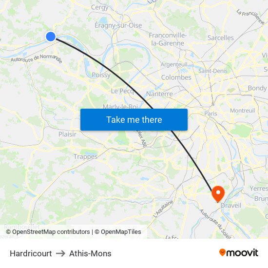 Hardricourt to Athis-Mons map