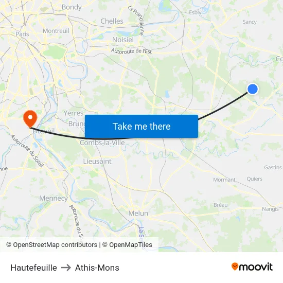 Hautefeuille to Athis-Mons map