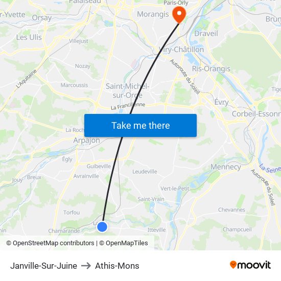 Janville-Sur-Juine to Athis-Mons map
