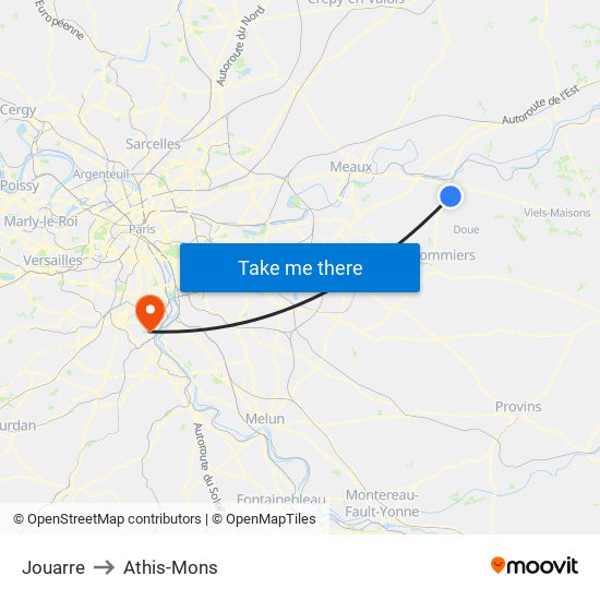 Jouarre to Athis-Mons map