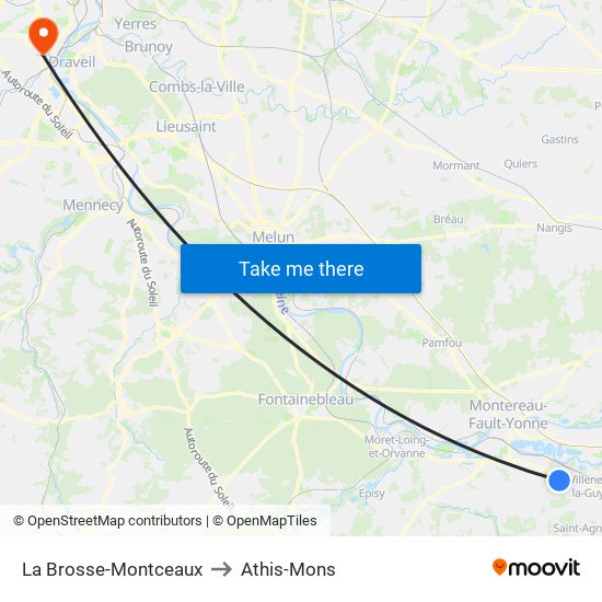 La Brosse-Montceaux to Athis-Mons map