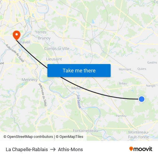 La Chapelle-Rablais to Athis-Mons map