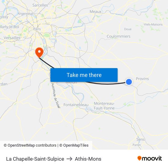 La Chapelle-Saint-Sulpice to Athis-Mons map