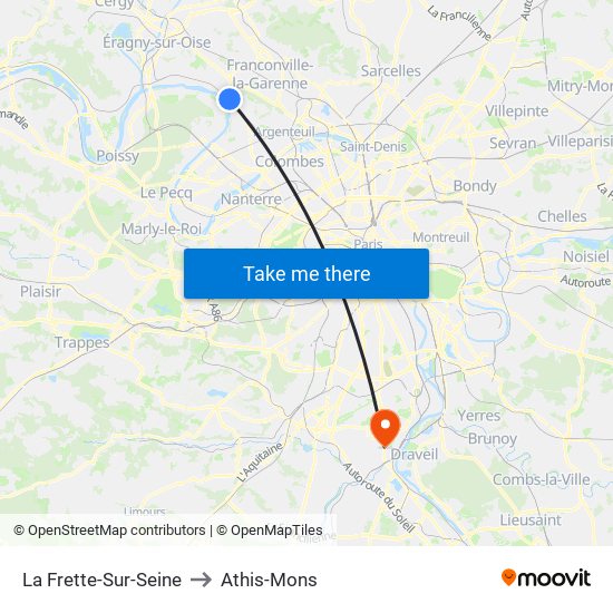 La Frette-Sur-Seine to Athis-Mons map