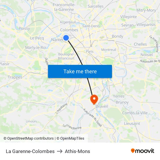La Garenne-Colombes to Athis-Mons map