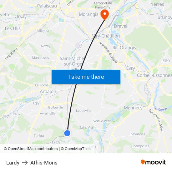 Lardy to Athis-Mons map