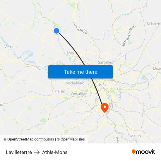 Lavilletertre to Athis-Mons map
