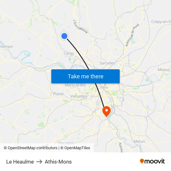 Le Heaulme to Athis-Mons map